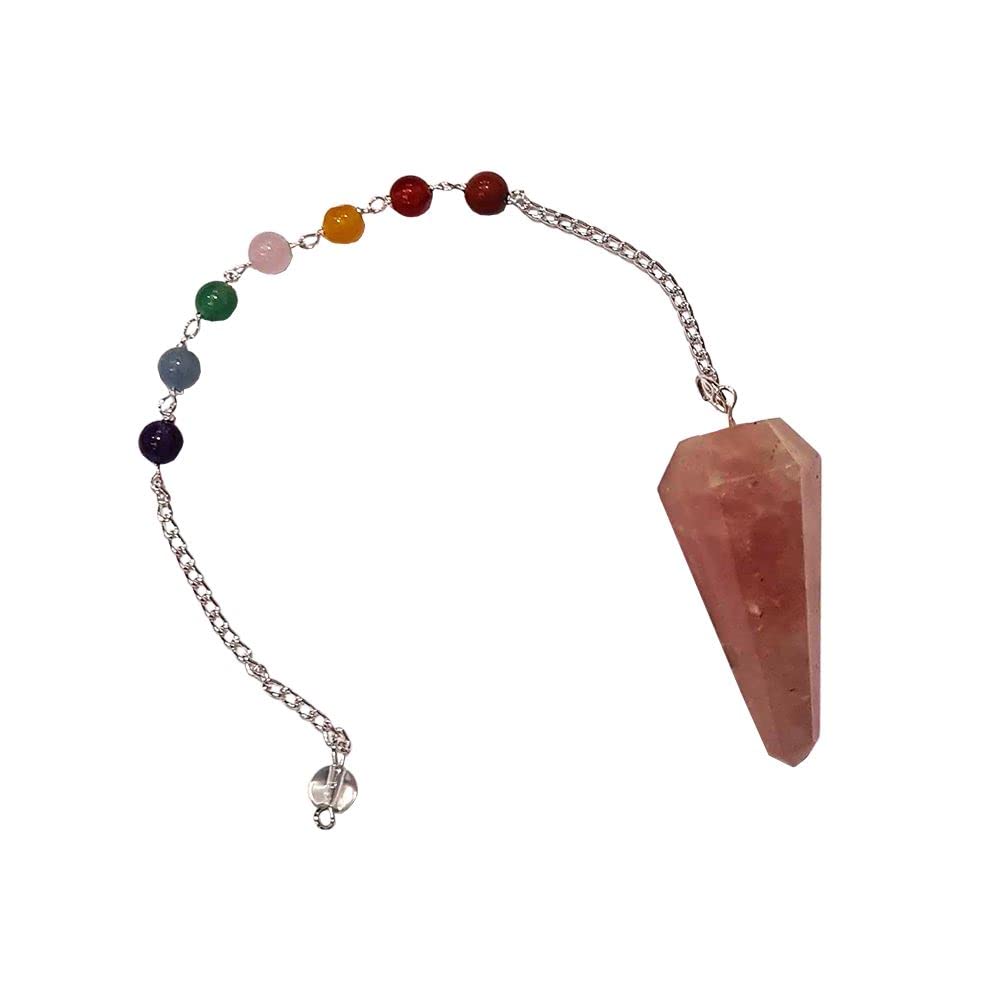 VIE Pendulum with 7 Chakra Beaded Chain (Rose Quartz) — image 1