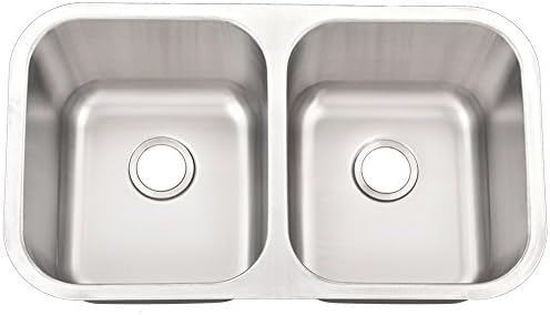Interiorca 32 Inch 16 Gauge 9 Inch Deep Undermount 50/50 Double Bowl Stainless Steel Kitchen Sink