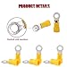 Hilitchi 100Pcs 12-10AWG Insulated Terminals Ring Electrical Wire Crimp Connectors (Yellow, M5) (Yellow - M5)