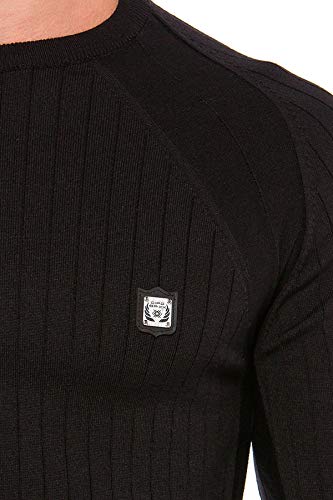 Cipo-Baxx-Herren-Strickpullover-Rippenstrickpulli-Rundhalsausschnitt-Sweatshirt-Raglanaermel-Slim-Body-Fit
