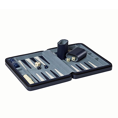WE Games Blue Magnetic Backgammon Set with Carrying Strap - Travel Size