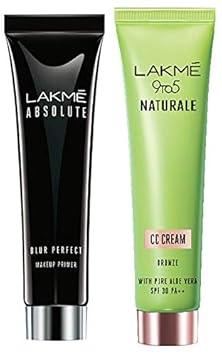 Lakme Absolute Blur Perfect Makeup Primer, 30g & Lakme 9 to 5 Naturale CC Cream, Bronze, 30g