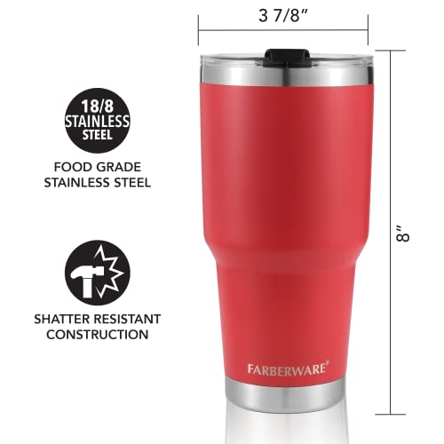 Farberware Trek Stainless Steel Tumbler With Lid, Double Walled Water