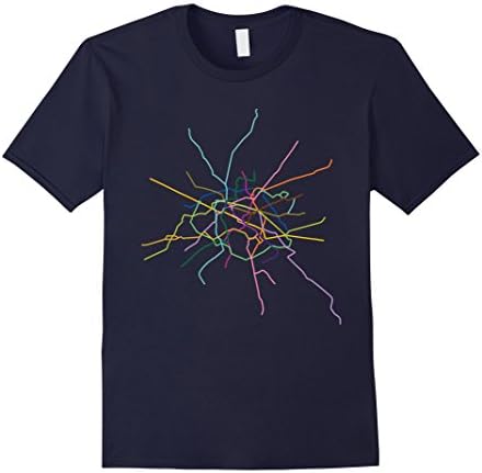 Men's Paris Metro Lines Map T-Shirt XL Navy