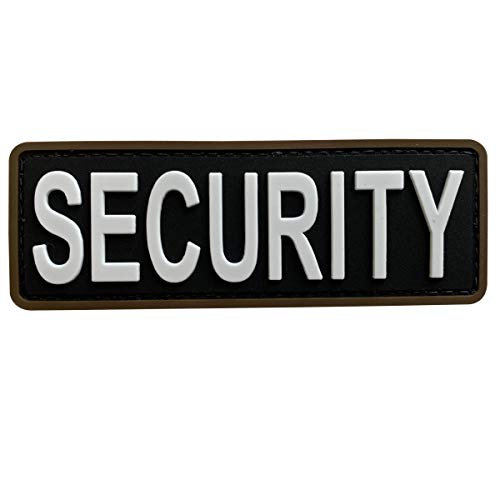 uuKen Small Security Tab Black and White Tactical PVC Morale Patch 4x1.4 inches with Hook Fastener Back for Jacket or Enforcement Plate Carrier or Tactical Vest and Uniforms