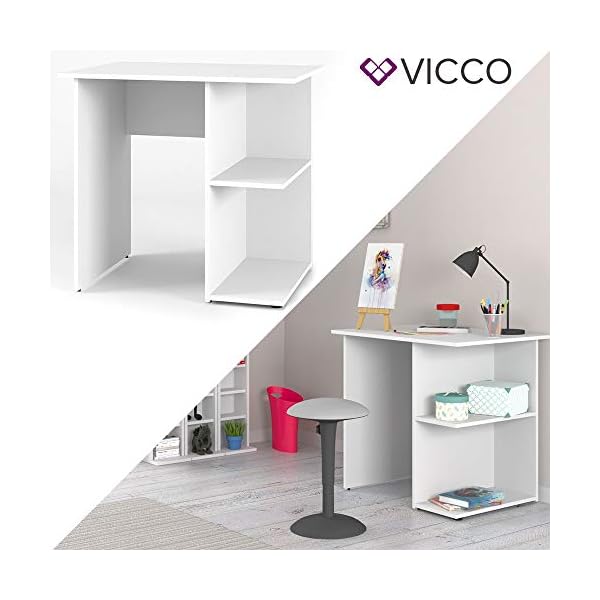 Vicco Schreibtisch Simple, Arbeitstisch fÃ¼r das BÃ¼ro, WeiÃ, 82 x 60 cm – Bild 3