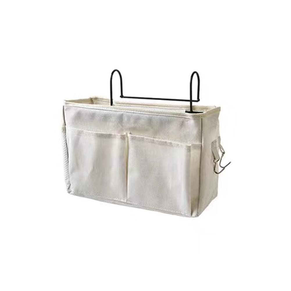 Croselyu Home Multifunctional Bedside Hanging Bag - College Dormitory Bedside Cloth Hanging Basket - Bed Clutter Sorting Storage Bag - Magazine Book Storage (White)