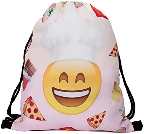 Men's Women's Print Shoulder Drawstring Bag Backpack String Bags School Rucksack Gym Handbag (animals,foods)15"x11" (DB-109)