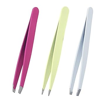 Waker Professional Tweezers Set Of 3 Stainless Steel Eyebrow