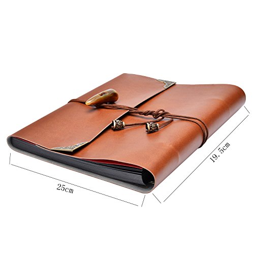 Photo Album RAMAIGO Premium Family Wedding Anniversary Baby Vacation Photo Journal Hold 4x6 160 Photos DIY Handmade Scrapbook Photography Books (Leather) - Thumbnail 2
