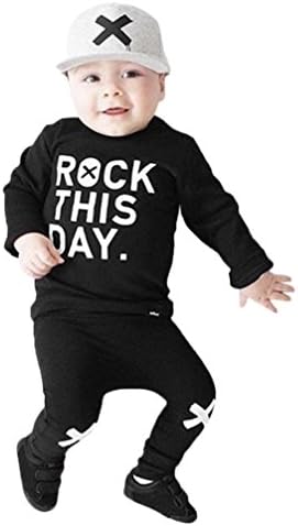 Raptop Newborn Baby Boys Girls 2Pcs Clothes Letter Print Tops Shirt +PantsOutfits Set
