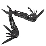 13-in-1 MULTITOOL with SAFETY LOCK and FREE multi tool POUCH. Multipurpose tool with heavy duty SPRING LOADED pliers, top grade HARDENED STAINLESS STEEL and BLACK OXIDE finish