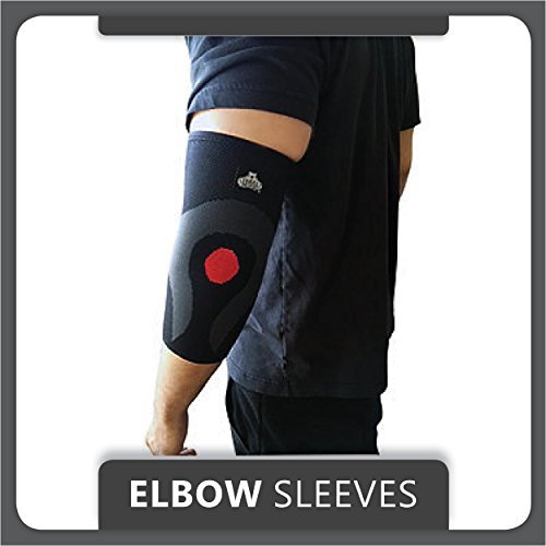 Bear Grips: Minimalistic Elbow Sleeves, Support & Compression for Weightlifting, Cross Fitness, Powerlifting, Bodybuilding, Tennis, Golf, Yoga - Both Women & Men, X-Large, Single in Black