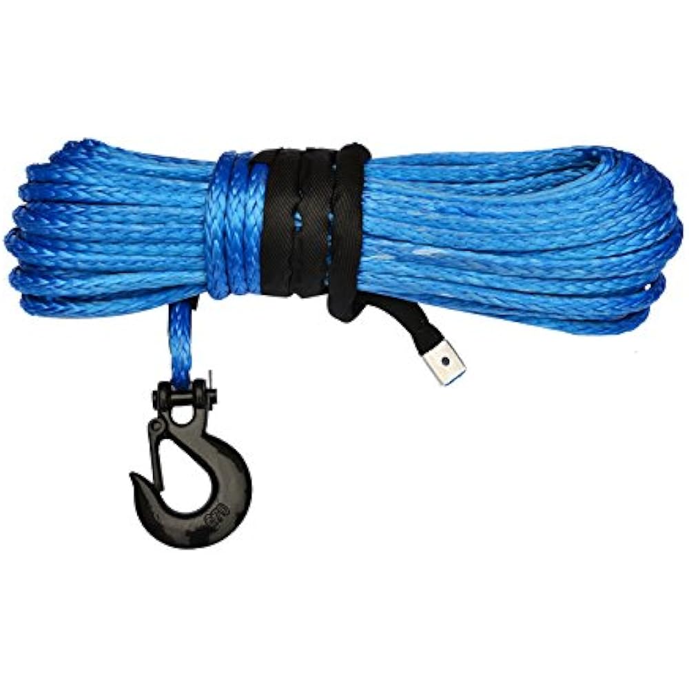 XBULL SK75 3/8" X 100ft Dyneema Synthetic Winch Rope Hook Car Tow