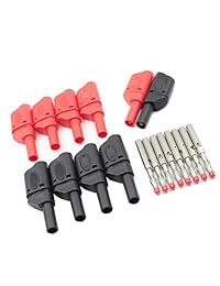 5 pares de cables de prueba de seguridad totalmente aislados de 0.157 in, conectores macho apilables con adaptadores de clavija de banana.