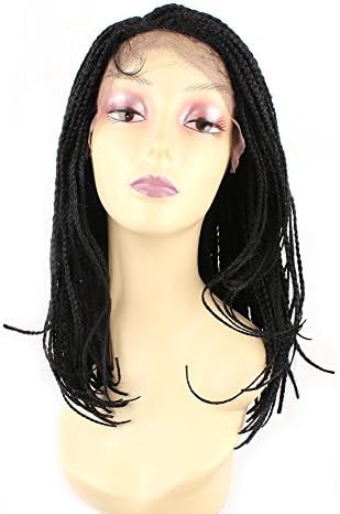 Braided Synthetic Lace Front Wigs for Black Women Natural Black Color 16 Inch Synthetic Box Braid Lace Front Wigs(1Pcs/Lot,#1)
