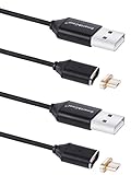 Smart&Cool Gen3 Nylon Braided Super Magnetic Micro USB Charging and Data Transfer Cable for Android Phone and Tablets (2-Pack Black)