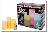 Glow Candles Flameless Color Changing Pillars (Set of 3) | As Seen On TV | Made from Real Wax