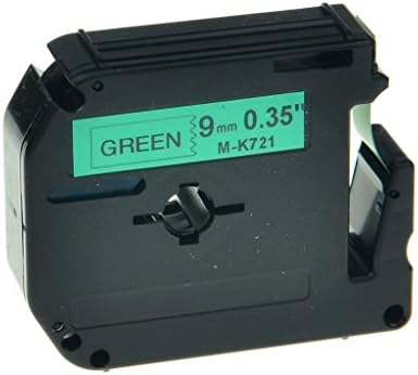 MK-721 Label Tape, NineLeaf 1 Pack Black on Green Labeling Tape Cassette Compatible For Brother MK721 M721 M-K721 9mm 8m Serial Label Tape (3/8 x 26")