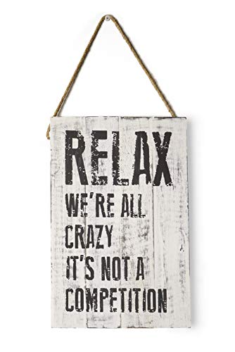 GoCraft Decorative Wooden Wall Signs | 12" X 8" Vintage Hanging Rope Plaque with Quotes Sayings (Relax) [CC0222-MI] - Thumbnail 3