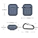 amasing AirPods Case 7 in 1 for Airpods 1&2 Accessories Kits Protective Silicone Cover for Airpod Gen1 2 (Front Led Visible) with 2 Ear Hook /2 Staps/1 Clips Tips Grips/1 Zipper Box Navy Blue