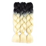 SONNET Synthetic Ombre Jumbo Braiding Hair 3bundles/lot 300g Kanekalon Fiber Hair Extension for Box Twist Braiding with 10pcs Free Decoration Dreadlock Deads (Black/Blonde)