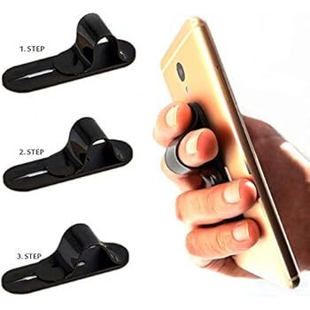 Cell Phone Grip and Stand, AOLIY Phone Handle | Phone Strap | Finger Grip for iPhone Android Smartphones Tablets Car Vent Holder Mobile Devices (Black)