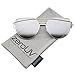 zeroUV Oversize Metal Frame Thin Temple Color Mirror Flat Lens Aviator Sunglasses 62mm (Gold/Silver Mirror)