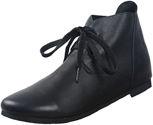 Ladies Lace up Oxford Shoes for Women, Soft Black and Beige Genuine Leather, Flat Ankle Boots for Women on Clearance