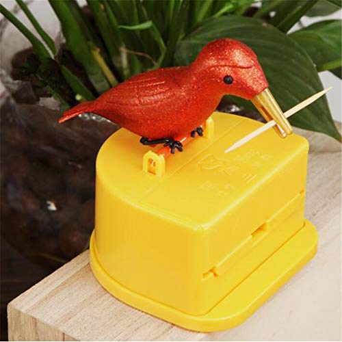 JDgoods Cartoon Hummingbird Shape Toothpick Dispenser, Plastic Toothpick Dispenser Funny Portable Toothpick Holder (Red)