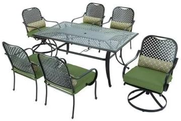 Hampton Bay Fall River 7 Piece Patio Dining Set With Moss Cushion