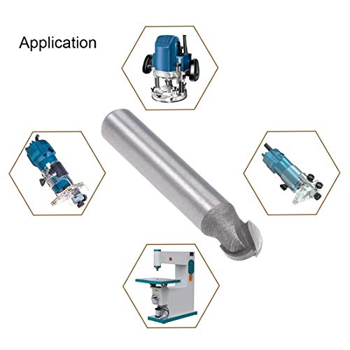 uxcell Router Bit 1/4 inch Shank 1/4 inch Cutting Dia. Core Box 2 Flutes Carbon Steel for Carpentry Woodworking Milling Cutter Tool - Thumbnail 4