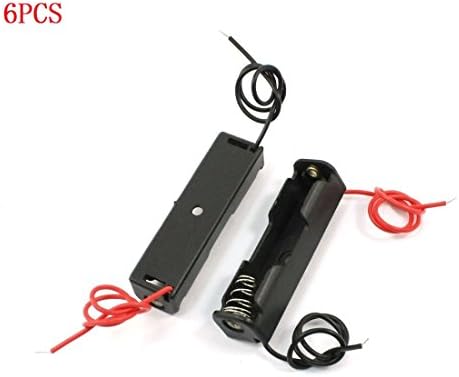Gfortune 6Pcs Black Plastic Single Side 1 x 1.5V AAA Battery Case Holder Box Wired for DIY