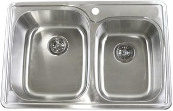 33 Inch Top Mount Drop In Stainless Steel 60 40 Double Bowl