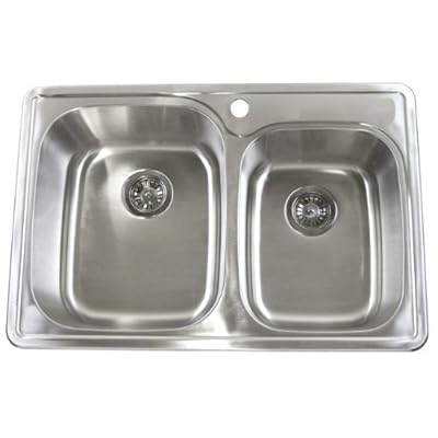 Buy 33 Inch Top Mount Drop In Stainless Steel 6040 Double Bowl Kitchen Sink 18 Gauge Online In India B00jksw7ig