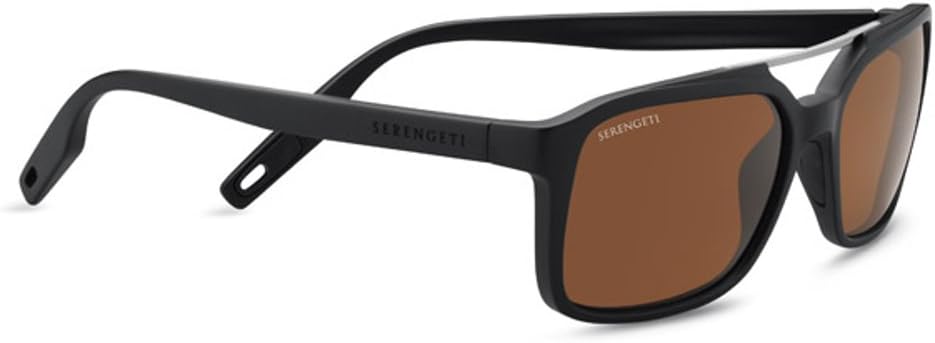 Serengeti Renzo Shiny Dark Gun Polarized Drivers, Satin Black