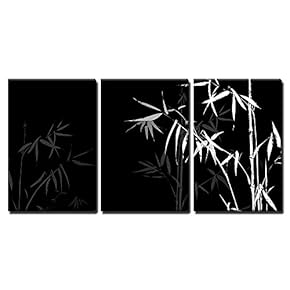 Vector White Bamboo Branches - Canvas Art Wall Art - 16"x24"x3 Panels