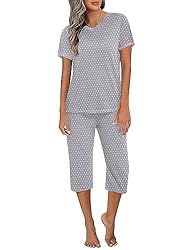 Ekouaer 2 Piece Pajama Set Short Sleeve Pajamas for