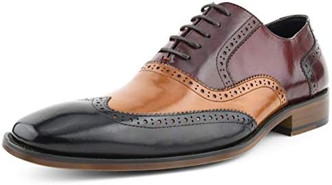 AG100 - Men's Dress Shoes - Genuine Calf Leather Wingtip Oxfords - Two Tone and Multi Tone Mens Dress Shoes