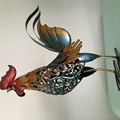Sculpture Métallique De Coq Décorative - Pièce Unique Pour Jardin Ou Intérieur - 40.8cm Hauteur - Fait Main