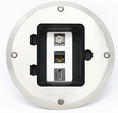 RiteAV HDMI Cat6 Ethernet Coax Cable TV Floor Box - Stainless Steel