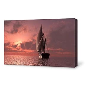 Canvas Wall Art for Living Room,Bedroom Home Artwork Paintings Sailboat Under The Sunset Ready to Hang - 12x18 inches