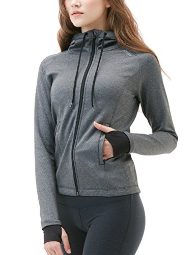 TM-FKJ02-GRY_Large Tesla Women's Lightweight Active Performance Full-zip Hoodie Jacket FKJ02