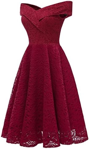 Women Dress, Vintage Floral Lace Off Shoulder Party Valentine's Day Black