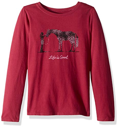 Life is Good Girls Graphic Long Sleeve T-Shirts Crusher Collection,Horse BF,Wild Cherry,Medium
