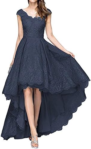 Rjer Women's Floral Lace High Low Cocktail Evening Gown V Neck Prom Dress 2017