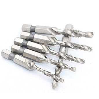 Generic LHX 6pcs Composite Tap Drill Bit Thread Spiral Screw Tap 1/4 Hex HSS Power Tools Accessories DIY