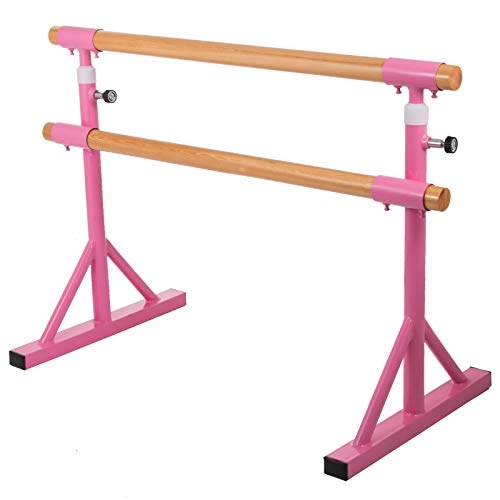 Popsport Ballet Barre Adjustable Portable Double Freestanding Ballet Bar 5FT Multiple Colors Ballet Barre Portable for Home Dance Room(5FT,Double Pink)