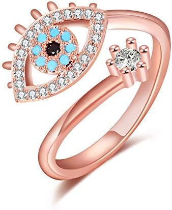 Womens Rose Gold Plated Adjustable Ring CZ Stone Open Rings Couple Gifts