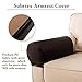 subrtex Chair Arm Covers Armrest Slip Covers for Recliner and Wingback Chair Sofa Slipcover Spandex Stretch PU Faux Waterproof Armrest Covers Set of 2, Two Pieces, Brown Leather, Chocolate